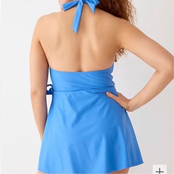 J. Crew NEW Halter Wrap Swim Dress Swimsuit Light Blue Size 6 - Picture 9 of 12